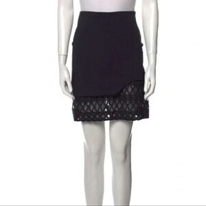 Jonathan Simkhai black lace eyelet trim detail short skirt size US 4